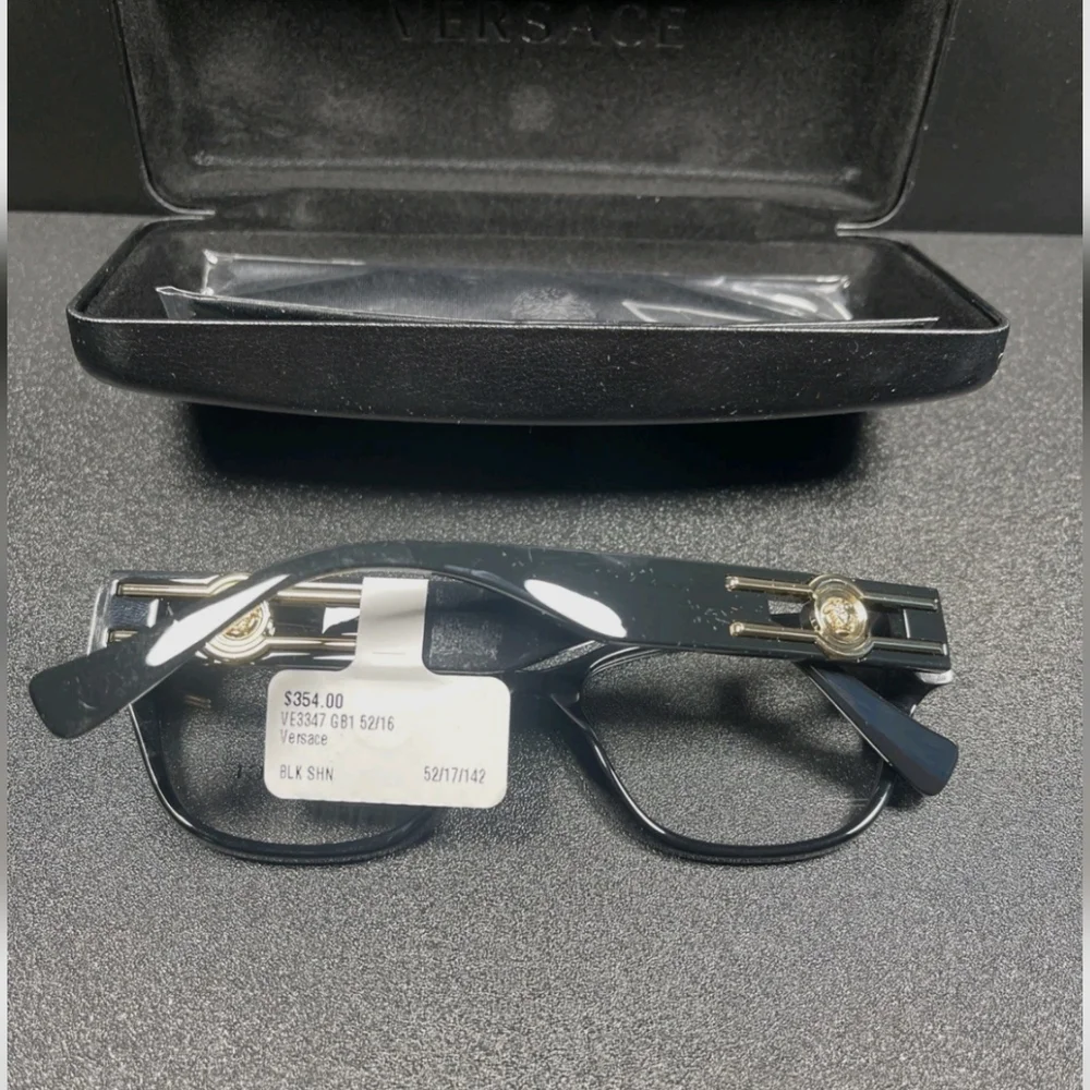 NWT!! Versace Italy B Mod 3347 52[]17-142 Black Eyeglasses / Frames W/Case MF